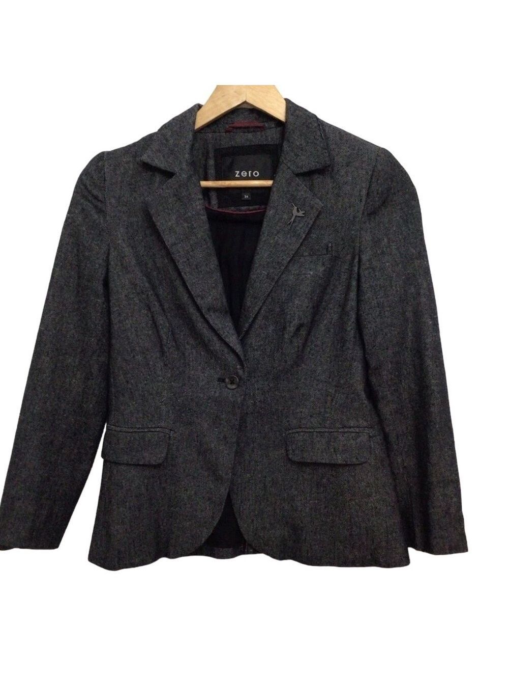 ZERO 55% linen blend cotton blazer charcoal size 34 Germany